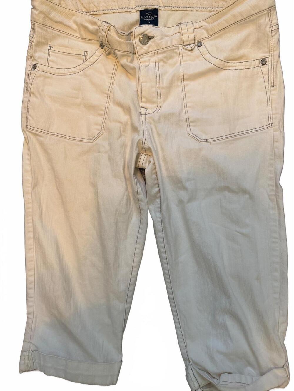 Faded Glory Women's Beige Cotton Blend Capri Pants Size 12